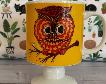 tasse vintage sur pied hibou, fabriquée au Japon, 1960