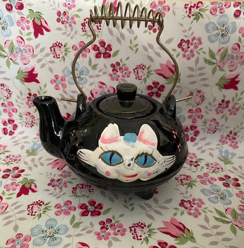 Vintage Cat Tea Kettle Hand Painted Made in Japan Rare Etsy