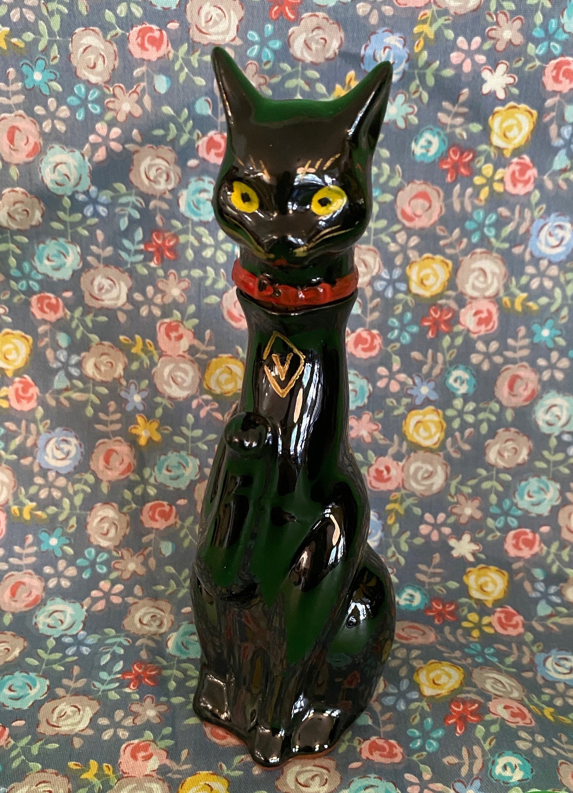 Vintage Black Cats Redware Oil and Vinegar Cruets Retro Etsy