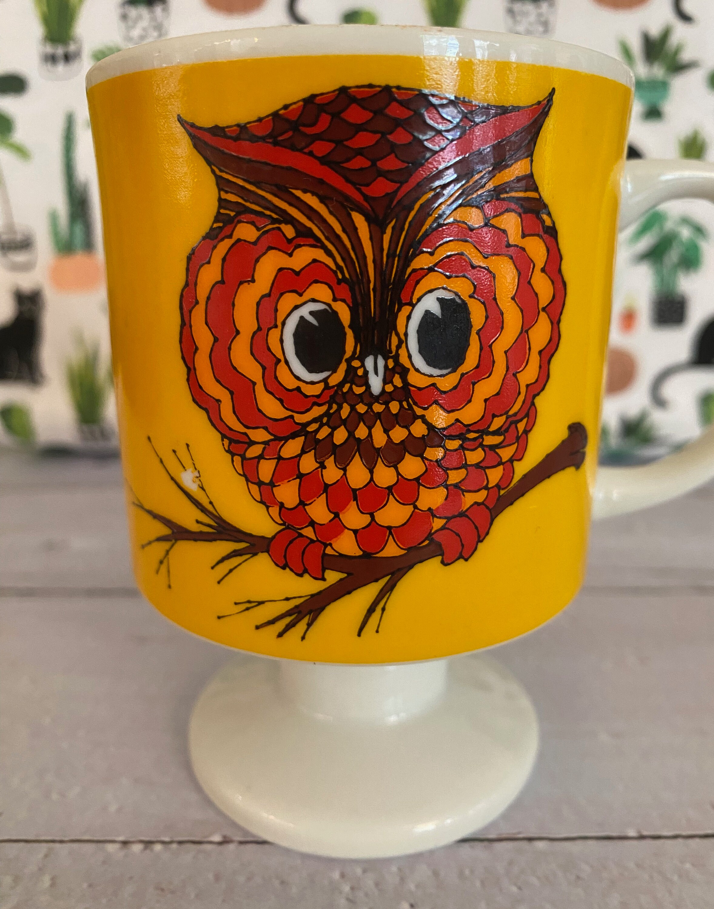 Vintage Owl Pedestal Mug, Made in Japan, 1960s