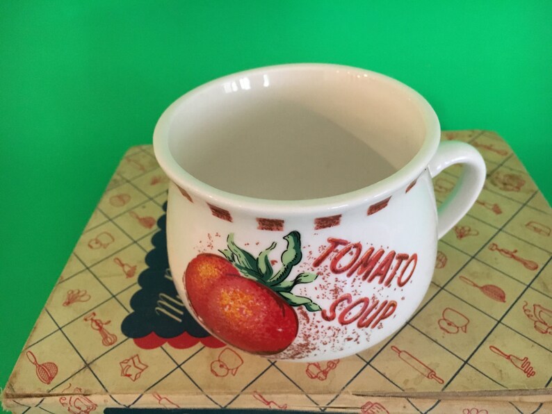 Vintage Tomato Soup Mug With Red Tomato Retro Bowl With Handle Etsy