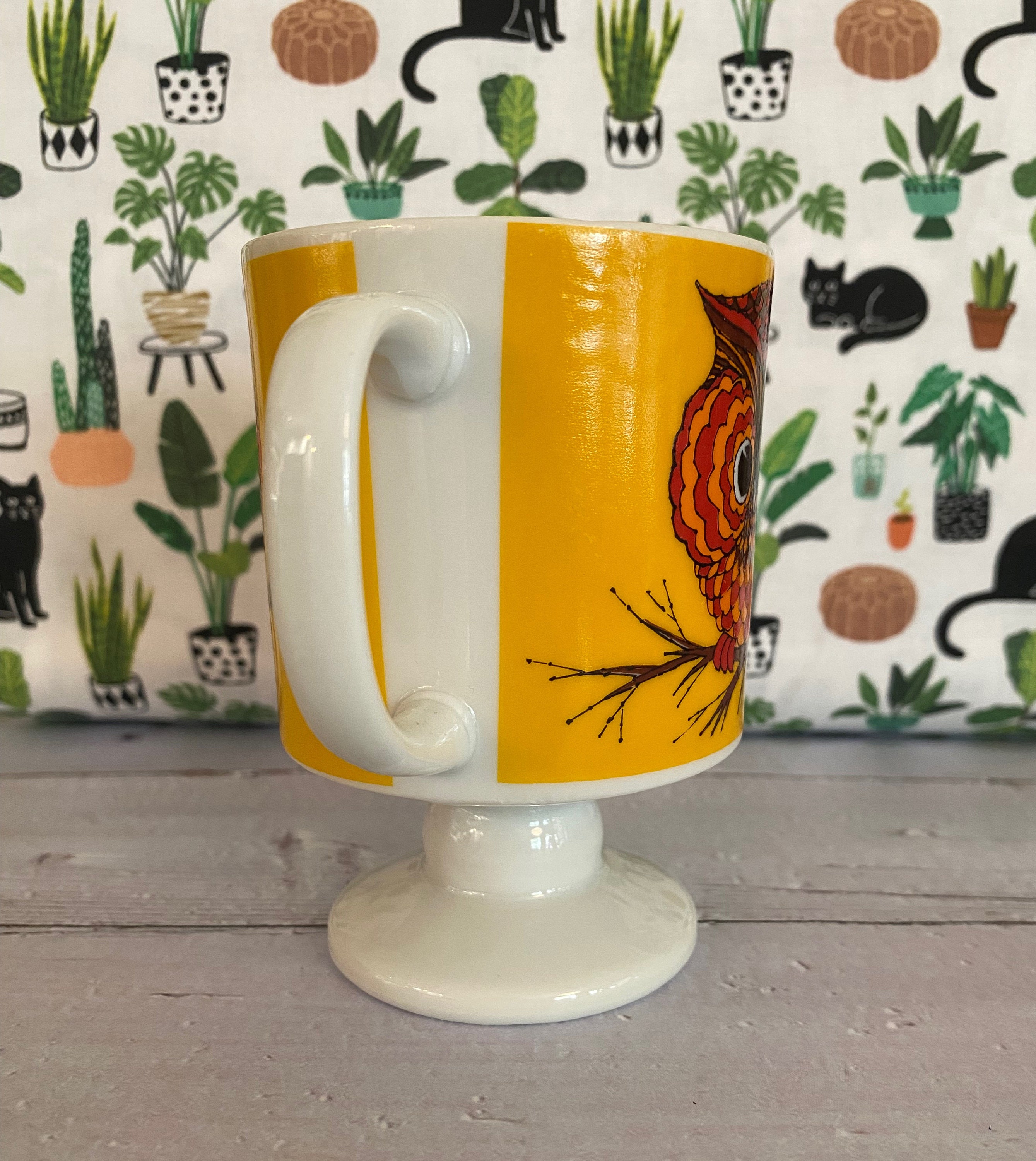 Vintage Owl Pedestal Mug, Made in Japan, 1960s