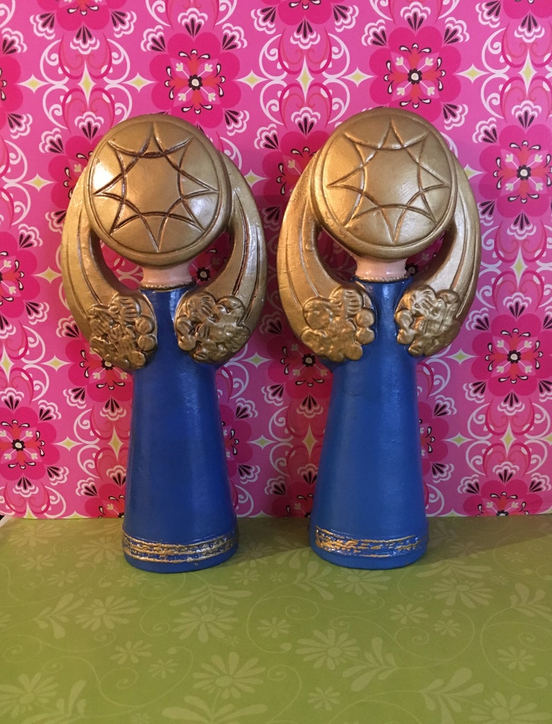 Retro Christmas Decor kitsch Vintage Ardco Angels Set of 3 Paper Mache Made in Japan
