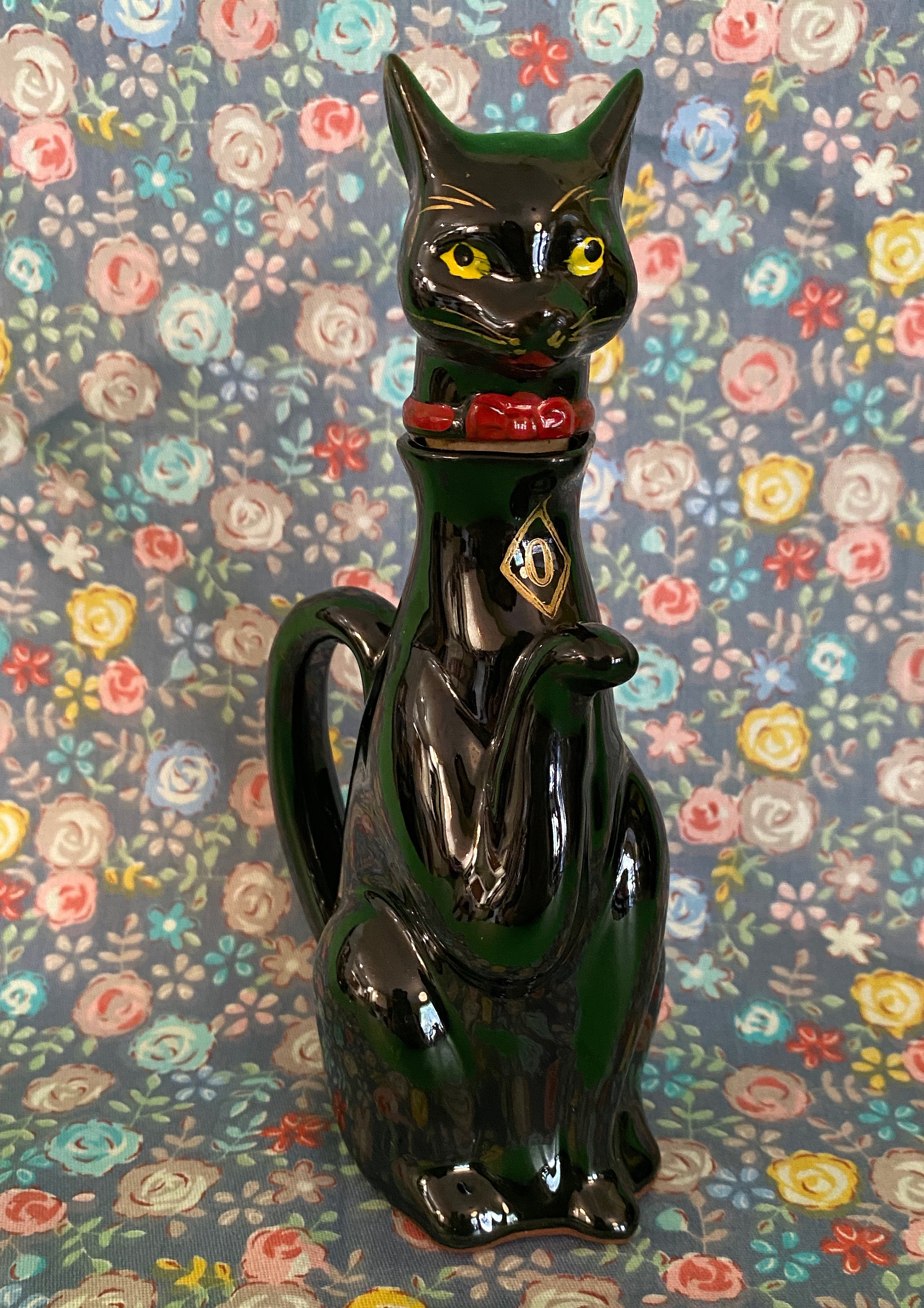 Vintage Black Cats Redware Oil and Vinegar Cruets Retro Etsy