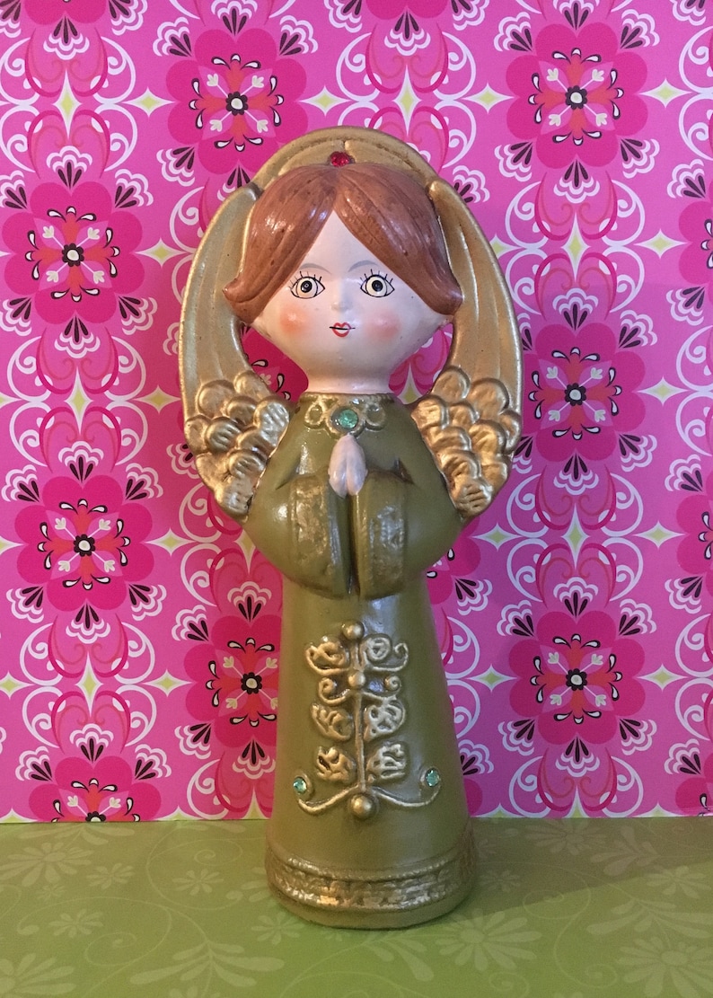 Retro Christmas Decor kitsch Vintage Ardco Angels Set of 3 Paper Mache Made in Japan