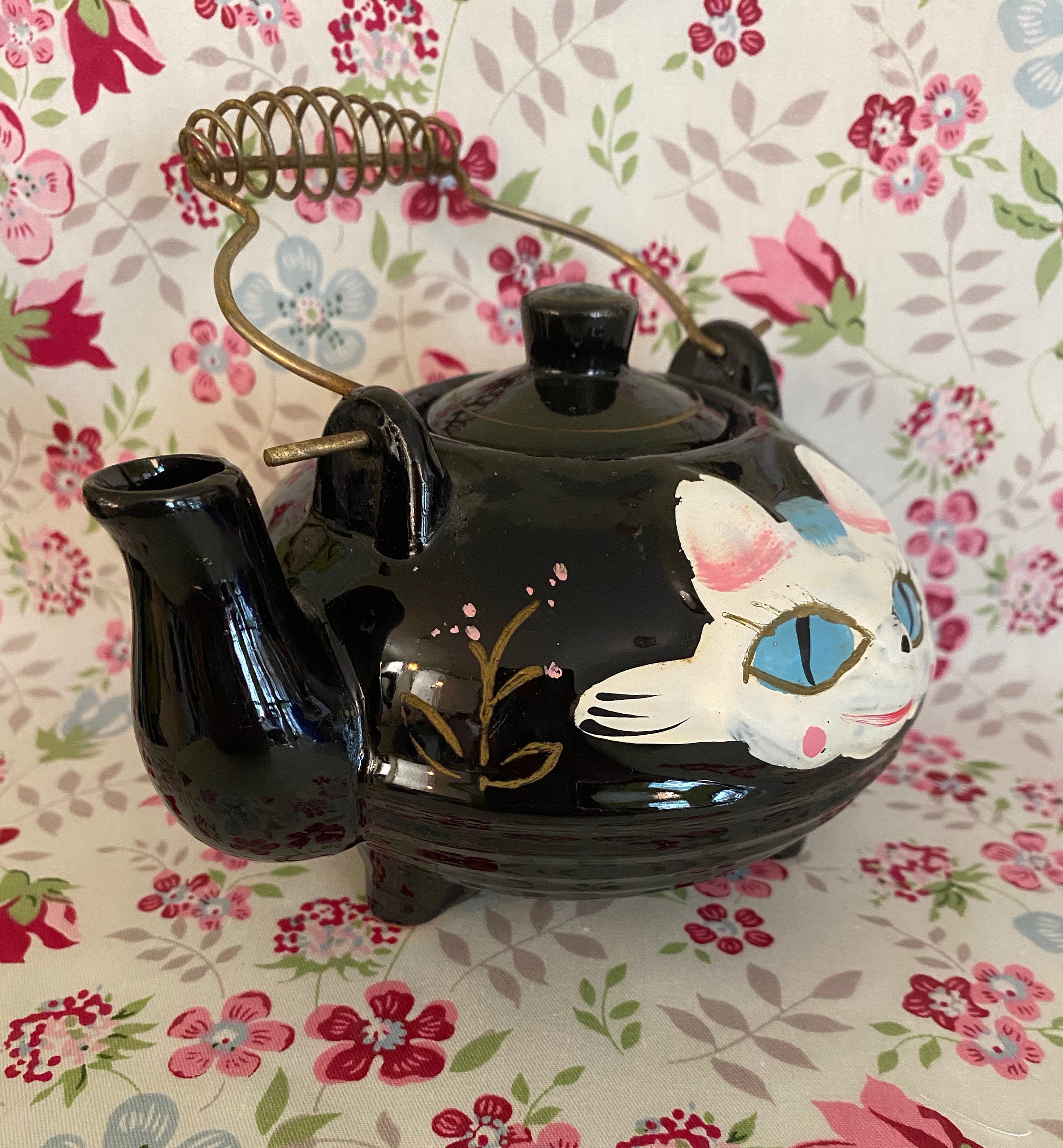 Vintage Cat Tea Kettle Hand Painted Made in Japan Rare Etsy