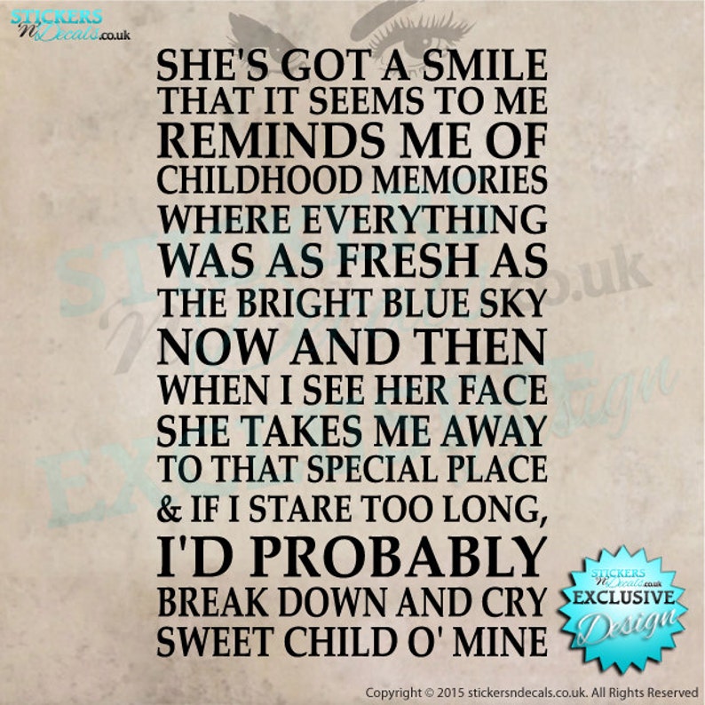 Guns N' Roses Sweet Child O' Mine Testo