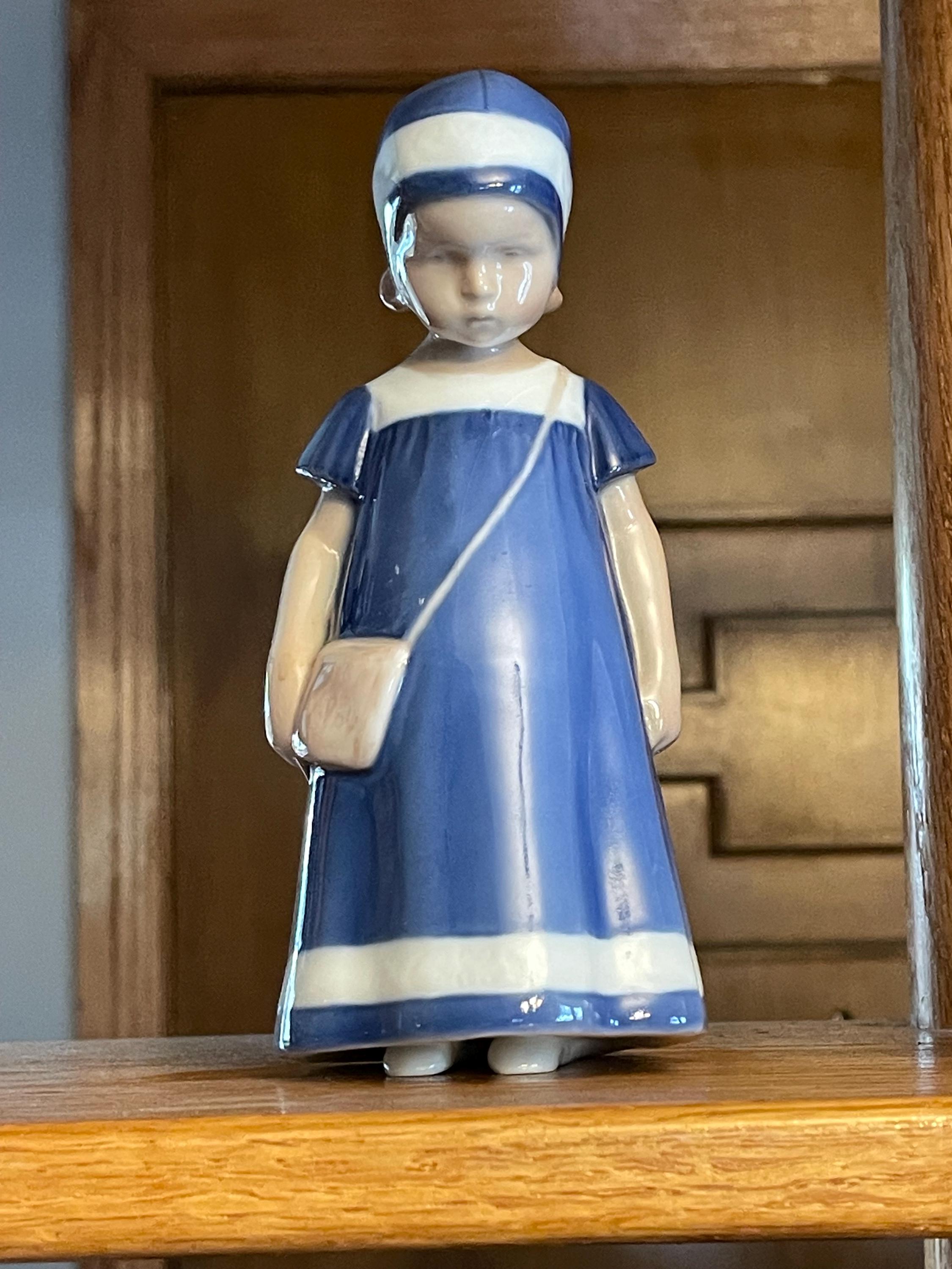Porcelain Girl Figurine With Blue Dress - Etsy