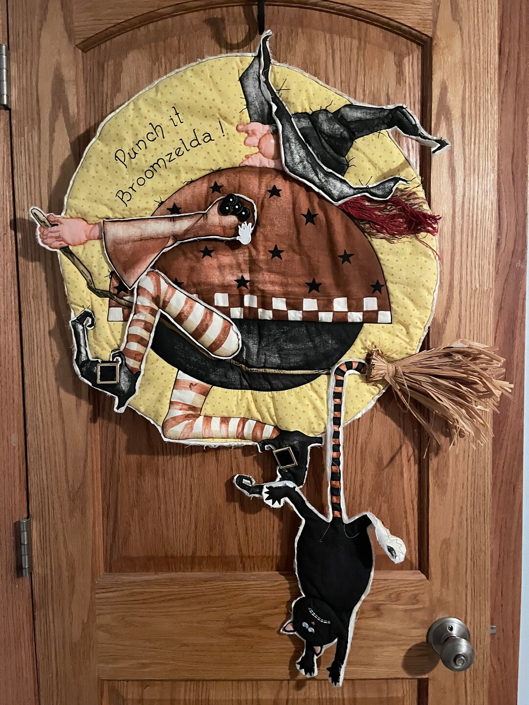 Vintage Halloween Door Hanger. Punch It Broomzelda Etsy