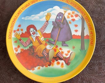 McDonald's / アクリルプレート 1977 Ronald Mcdonald Plate. Ronald and Grimace in Fall. - Etsy