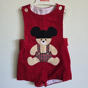 vintage teddy bear overall shorts. large