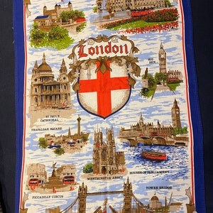 Vintage London souvenir tea towel