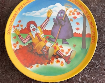1977 Ronald Mcdonald Plate. Ronald and Grimace in Fall. - Etsy