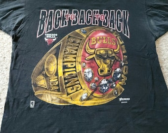 Vtg 1993 Chicago Bulls Back to Back to Back Champions T-shirt