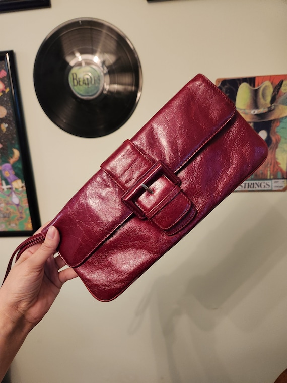 Cherry red leather clutch by Hobo