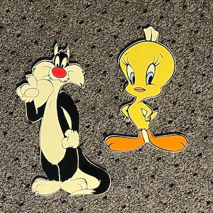 1994 Plastic Sylvester & Tweety Wall Hangars Warner Bros.
