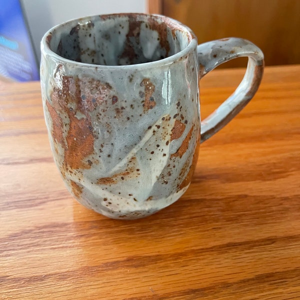 Hand thrown glazed pottery mug