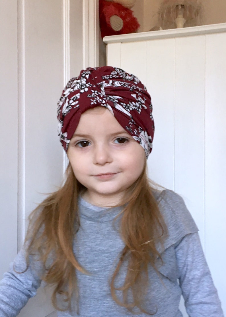 Baby Turban Hat / Red Floral Turban Hat / Girls Jersey Turban Etsy UK