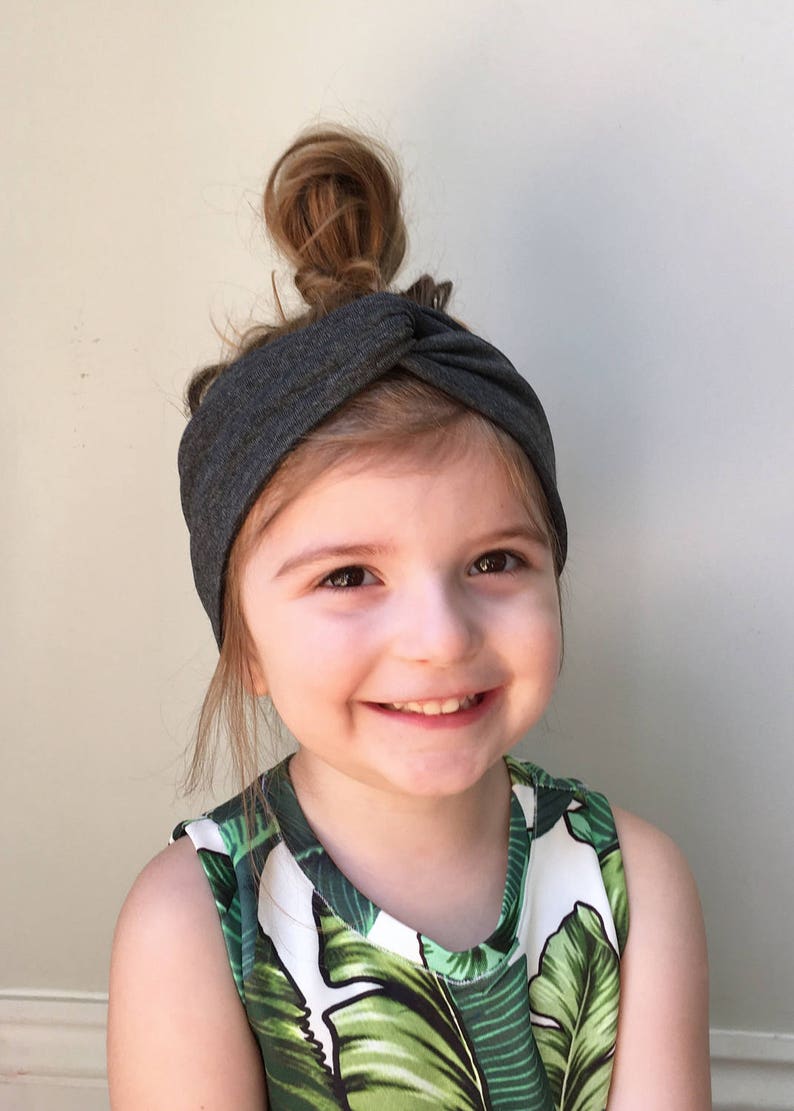 Baby Turban Head Wrap / Dark Grey Headband / Toddler Turban Etsy UK