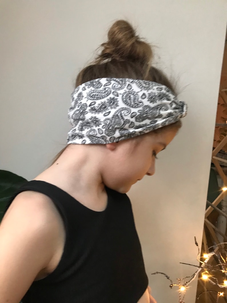 paisley print head wrap knot turban headband baby toddler monochrome head wrap top knot girls turban head band