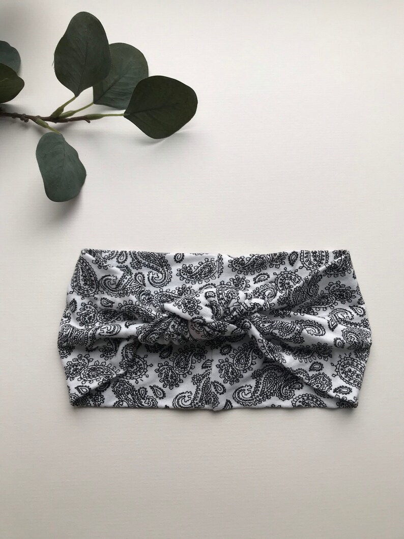paisley print head wrap knot turban headband baby toddler monochrome head wrap top knot girls turban head band