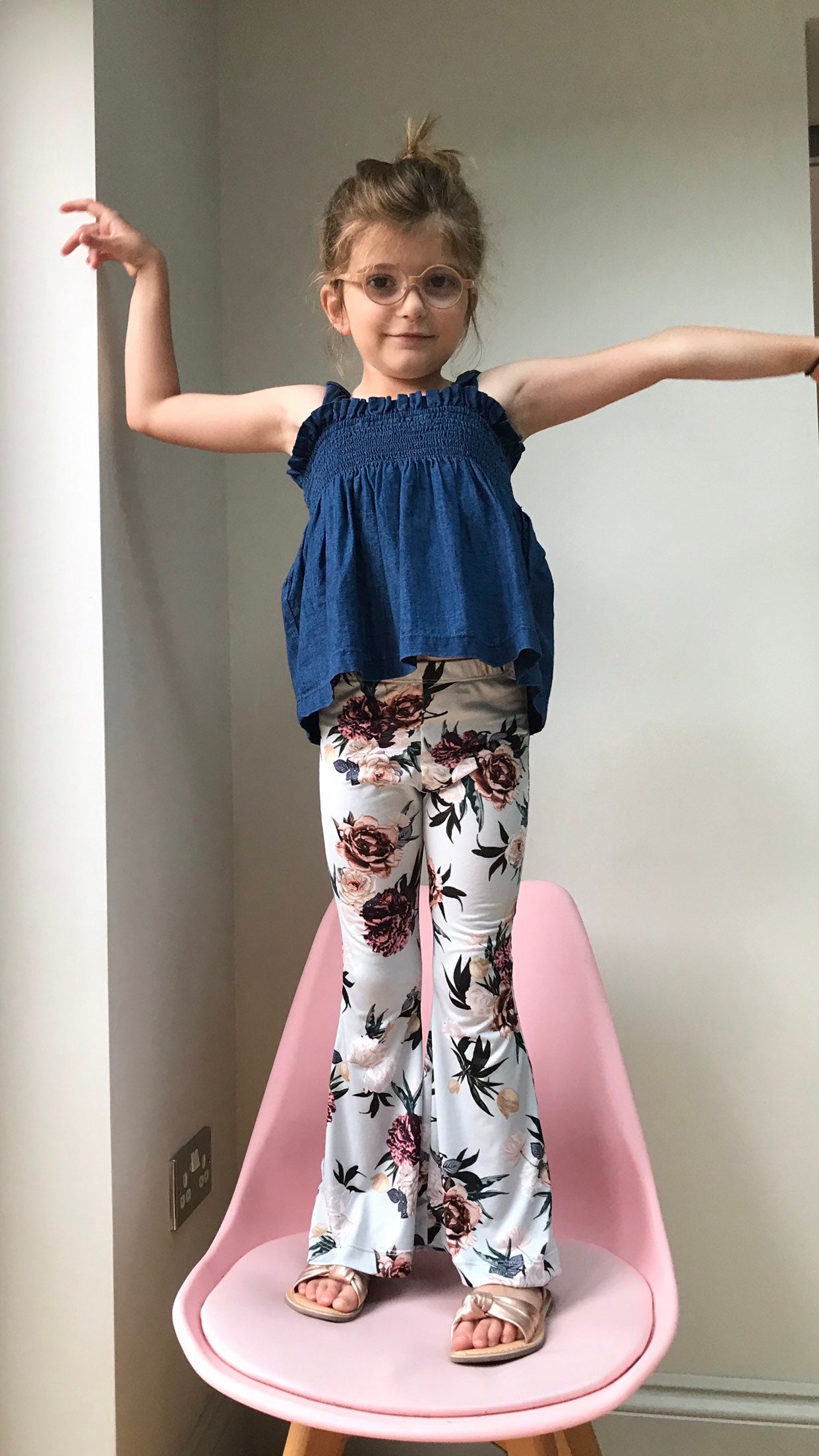 Floral Bell bottoms / girls flare leggings / boho hippie girls Etsy