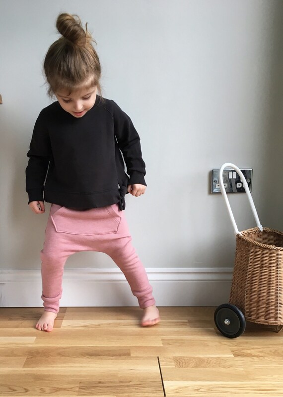 Baby harem pants / girls dusky pink wool feel jersey warm Etsy