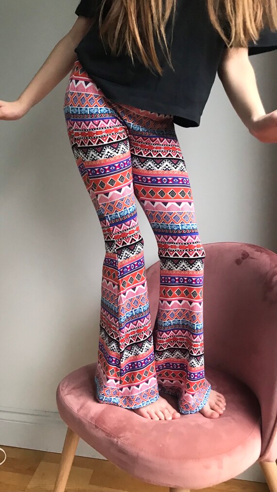 girls boho flare leggings aztec print 