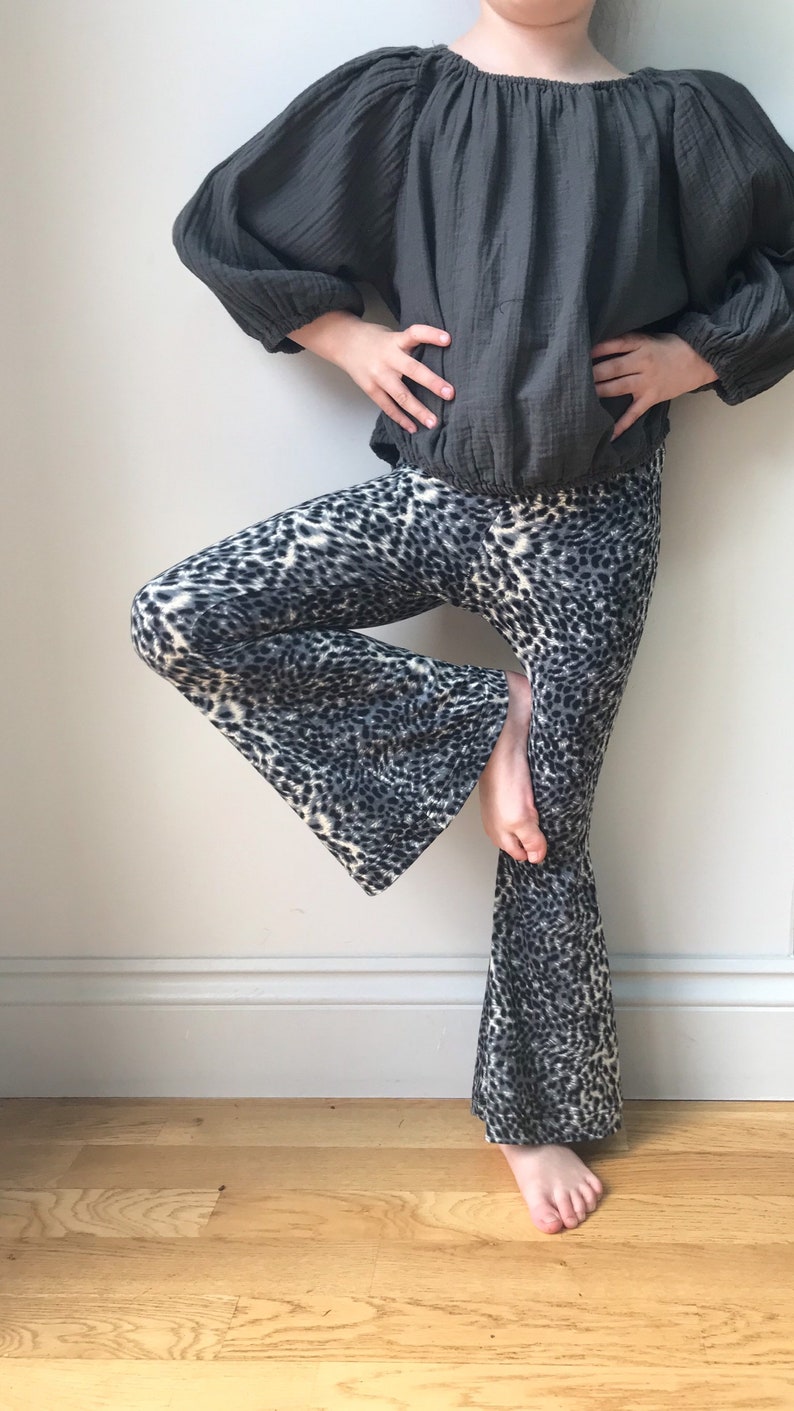 leopard print bell bottom pants