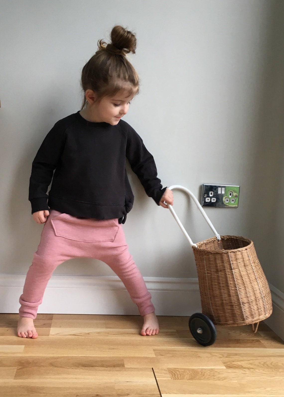 Baby harem pants / girls dusky pink wool feel jersey warm Etsy