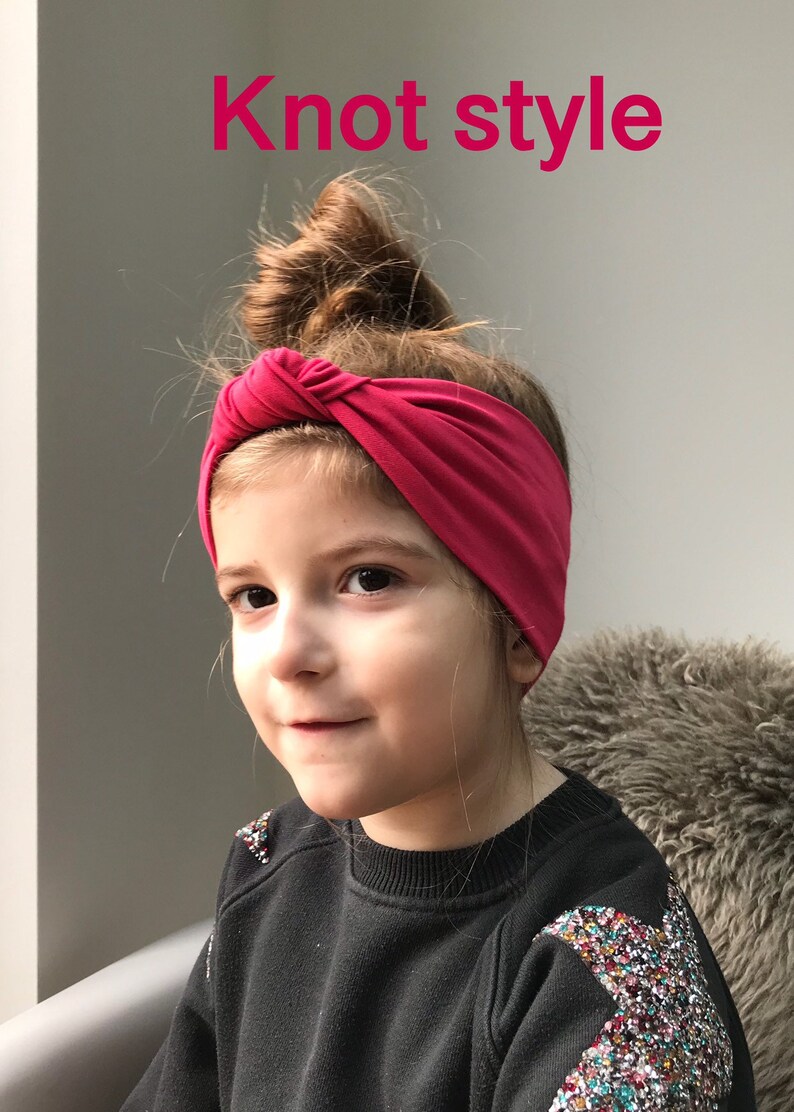 Hot pink head wrap / knot headband / cerise toddler turban Etsy