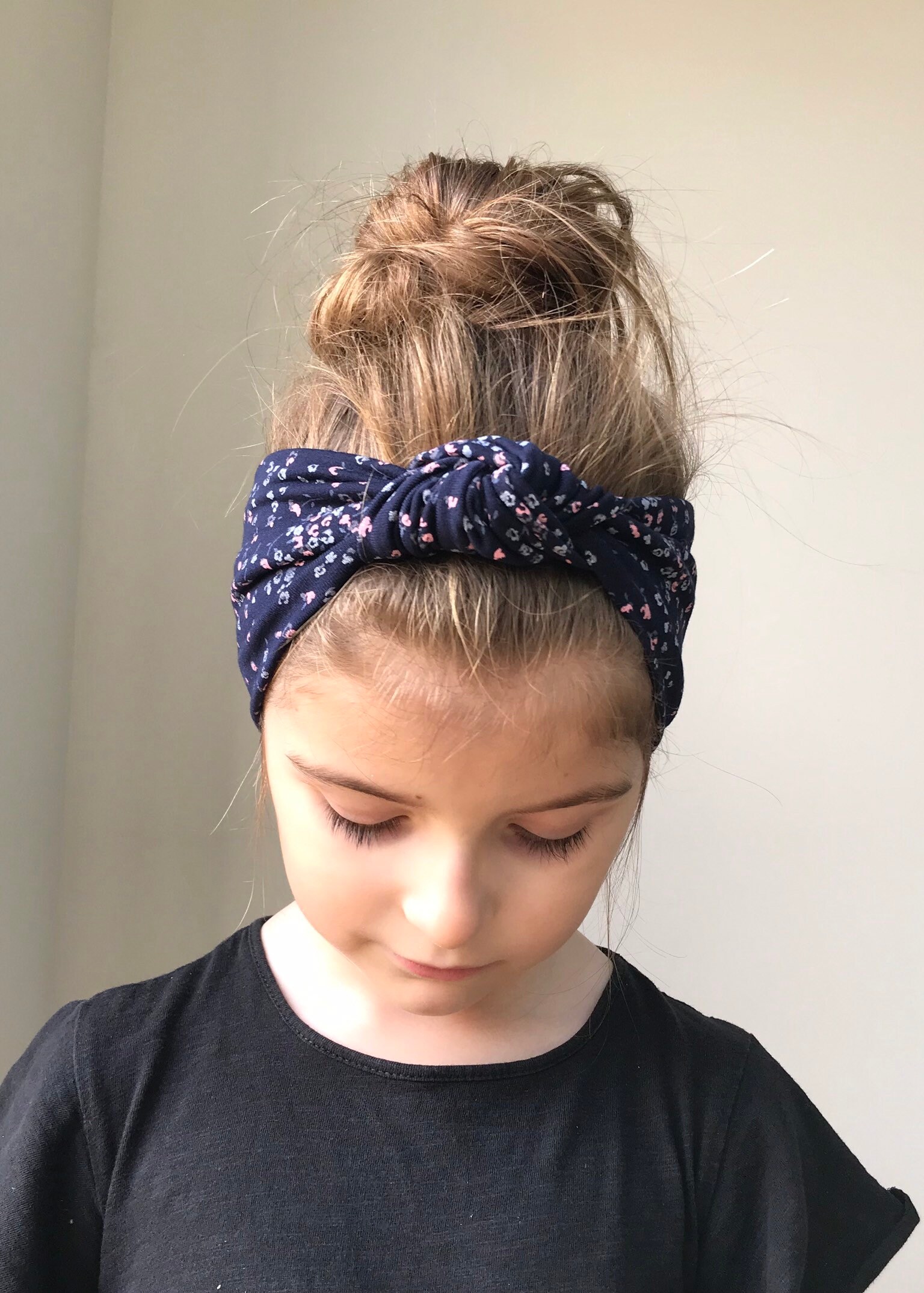 Navy floral head wrap / knot headband / Baby head wrap / Etsy