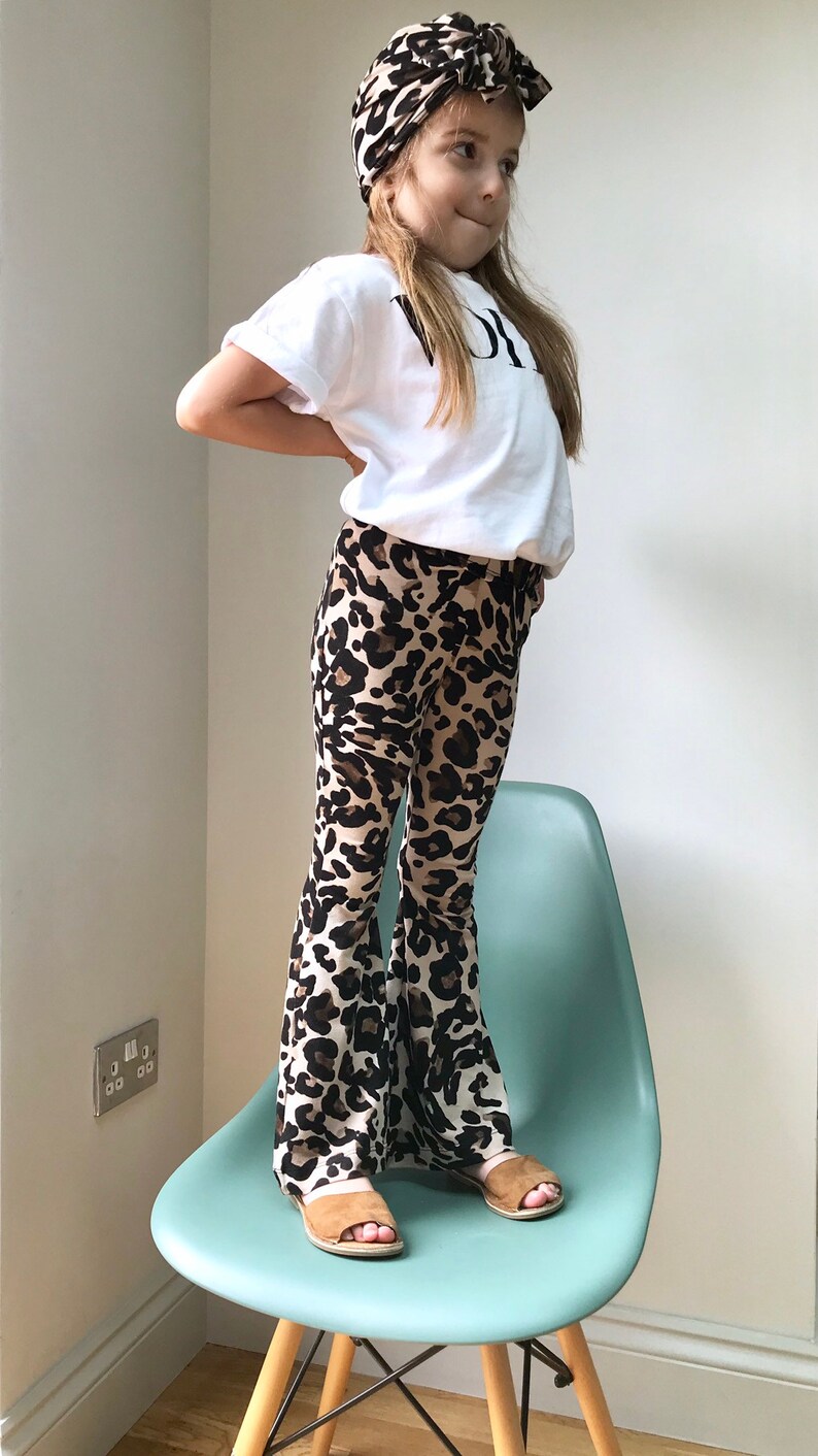 leopard print bell bottom pants