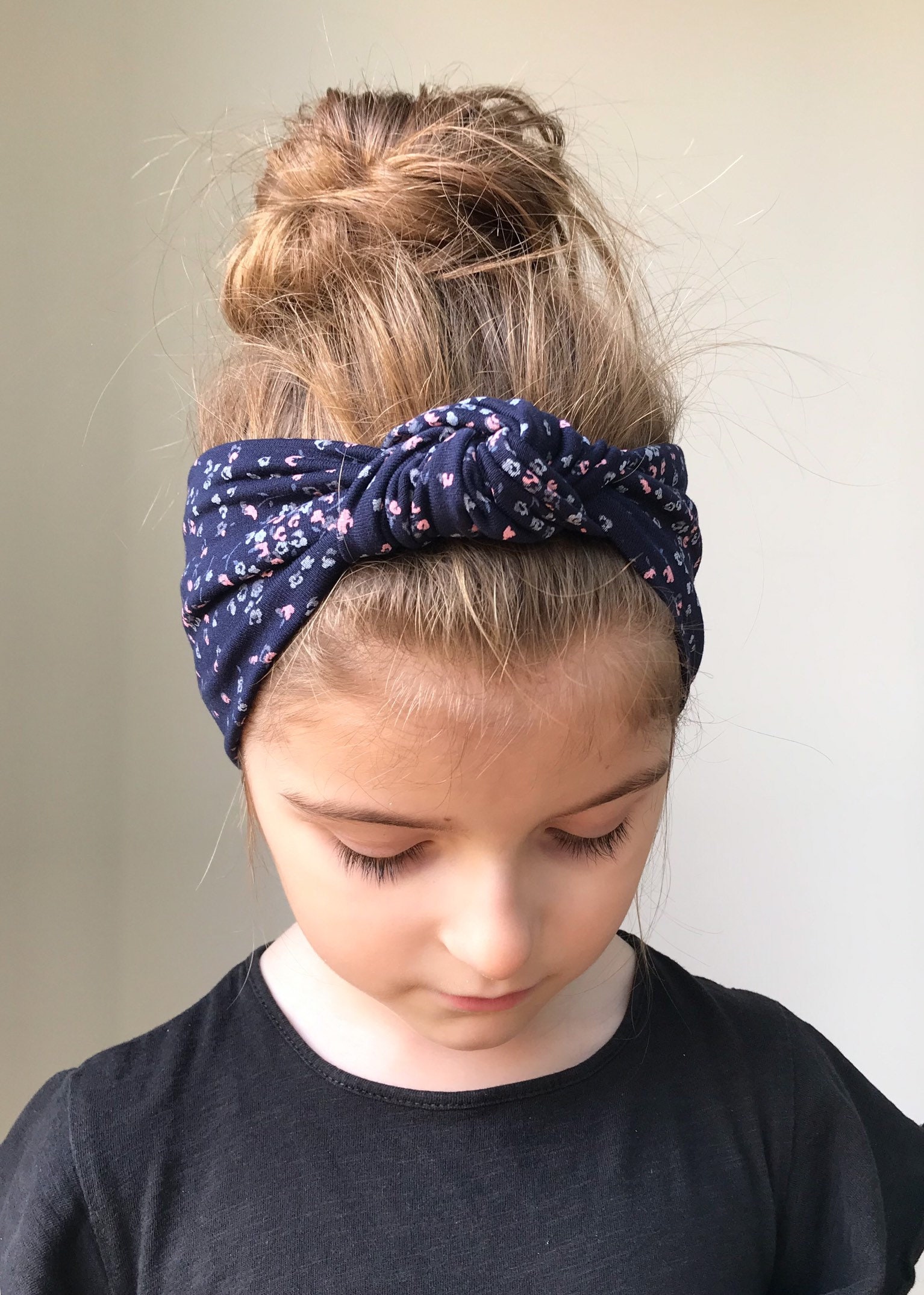 Navy floral head wrap / knot headband / Baby head wrap / Etsy