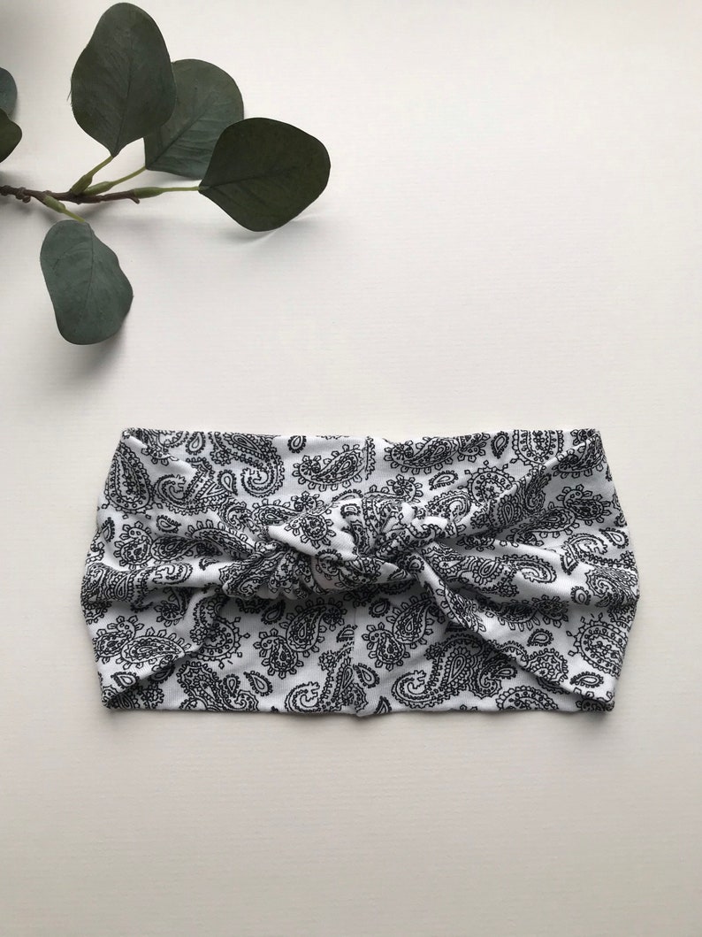 paisley print head wrap knot turban headband baby toddler monochrome head wrap top knot girls turban head band
