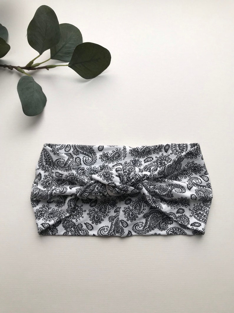 paisley print head wrap knot turban headband baby toddler monochrome head wrap top knot girls turban head band
