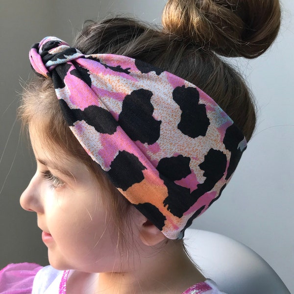 Leopard print head wrap / knot headband / baby turban / toddler head wrap / toddler headband / girls turban head band