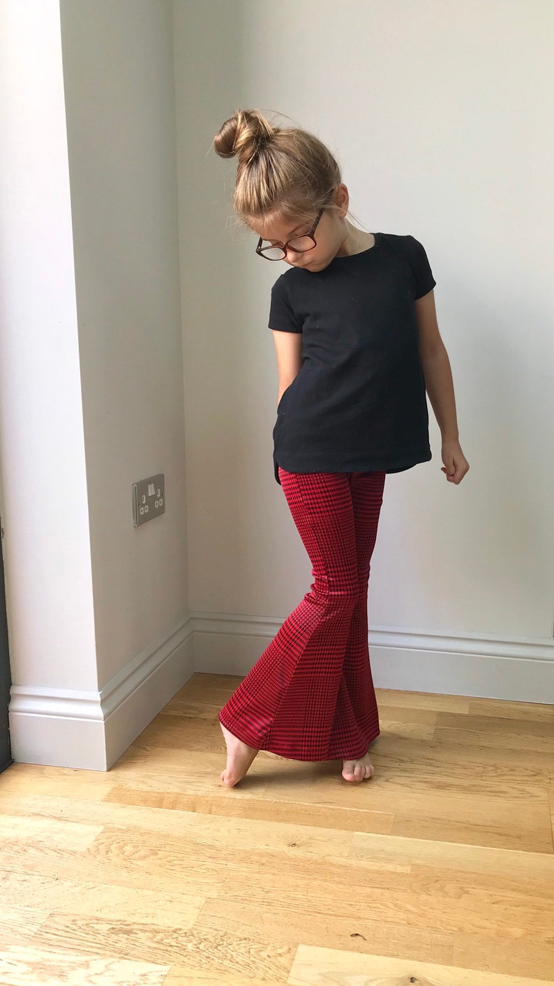 Bell bottoms / flares / girls check print flare leggings / Etsy