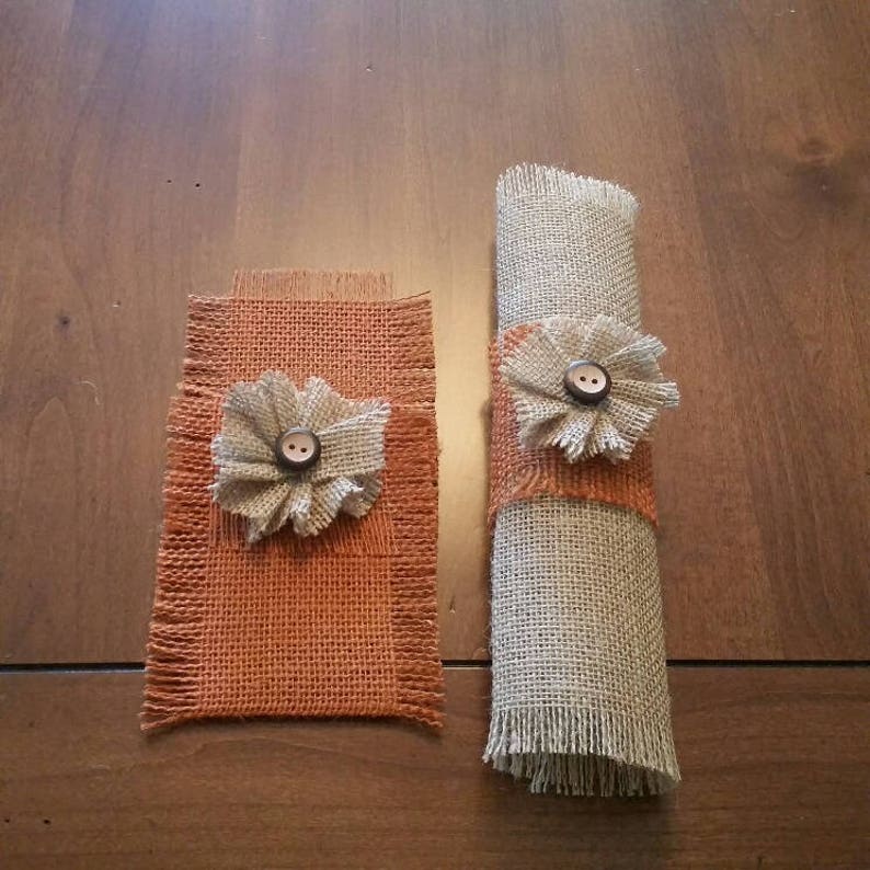 Burlap Burnt Orange Table Runners Placemats Silverware Etsy
