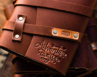 60% OFF Spring Sale -- Leather Journal -Personalized Leather Journal -- Adventure Awaits - Notebook Handmade Portland, Oregon.. Sale TODAY!