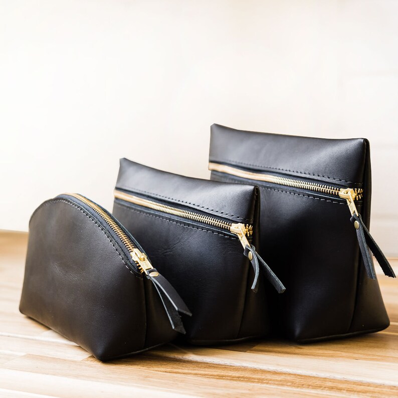 Makeup Bag  Custom Leather Bag with Monogram Women's image 6