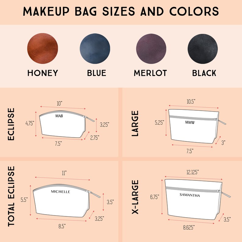 Makeup Bag  Custom Leather Bag with Monogram Women's image 9