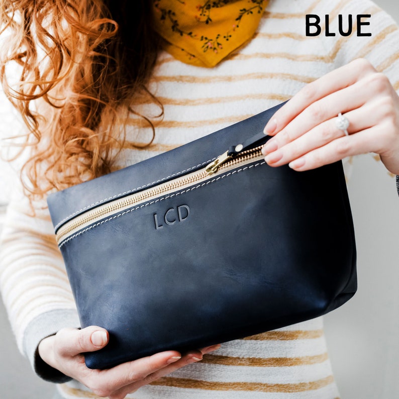 Makeup Bag  Custom Leather Bag with Monogram Women's image 2