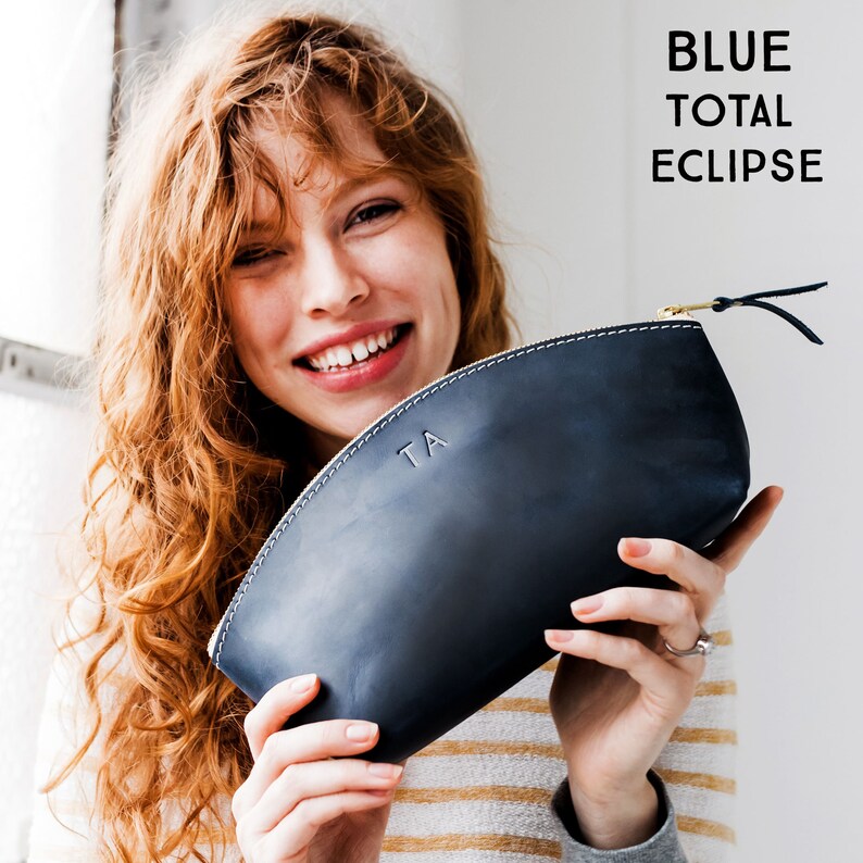 Makeup Bag  Custom Leather Bag with Monogram Women's image 1