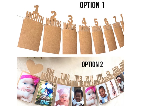 First Birthday Photo Banner: Monthly Baby Pictures,  Newborn to One Year Milestone
