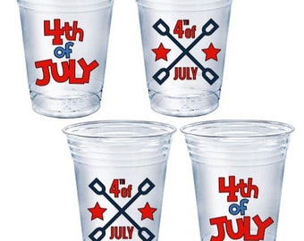 16oz. Disposable Clear Party Cups with Lids and Straws, 4th of July, America, USA, 4th of July day, Party Decoration, Celebration Day