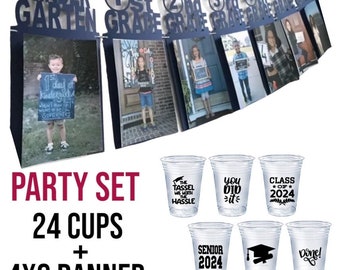 Party Set Graduation Photo Banner / Class of 2024 / Grad Party Decor / High school Banner / Wall Banner / Glitter Banner / Celebration Ideas