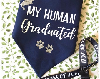 My Human Graduated Dog Bandana: 2026 Graduation, Customizable Cotton Pet Bandana