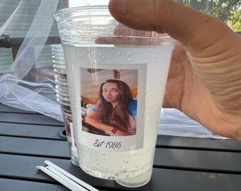 Custom Photo Party Cups: 16oz Disposable Cups with Straws