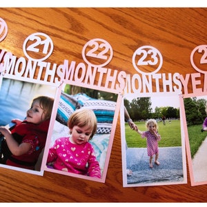 2nd year custom baby photo banner, photo banner, baby gift ideas, baby boy girl birthday, first birthday, monthly photo banner, nursery room image 1